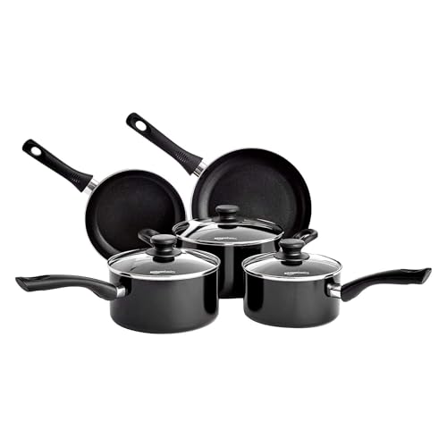 Amazon Basics Töpfe und Pfannen, Keramik-Antihaft-Kochgeschirr, 5-teiliges Set, Aluminium, Induktionsgeeignet, Alle Herdarten