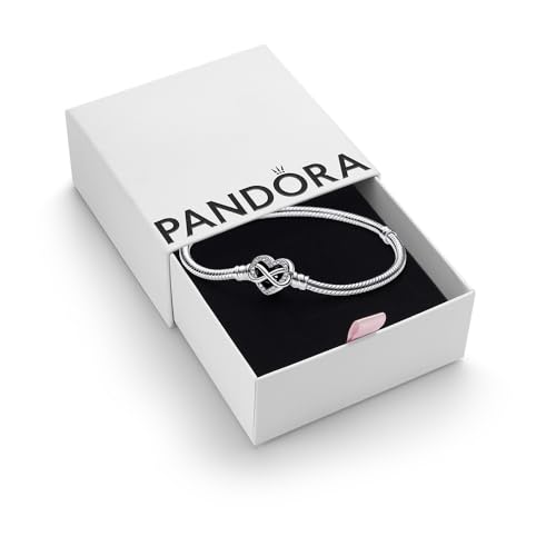 PANDORA Moments Armband aus Sterling-Silber mit Funkelndem Unendlichkeits-Herzverschluss und Zirkonia Steinen, kompatibel mit der Moments Kollektion, Größe: 18cm, 592645C01-18