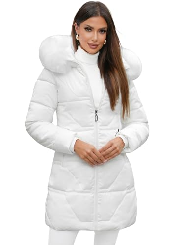 OZONEE Damen Winterjacke Jacke Winter Farbvarianten Übergangsjacke Warm Bomberjacke Steppjacke Wintermantel Daunenjacke Leichte Outdoor Puffer Jacket Übergangs 777/6633K/281 WEIß S