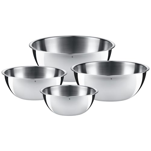 WMF Gourmet Schüsselset 4-teilig, Edelstahl Schüsseln für die Küche 0,75l - 2,75l, Rührschüssel Edelstahl, Salatschüssel, Servierschüssel, Cromargan, stapelbar