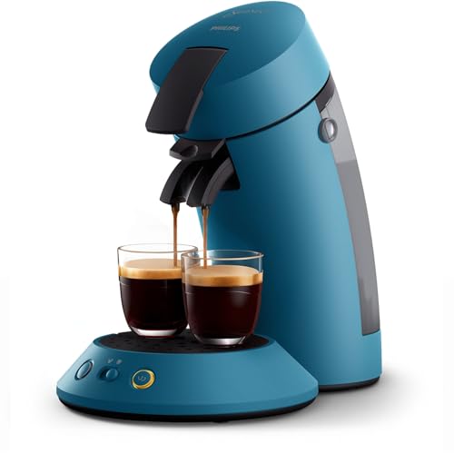 PHILIPS SENSEO Original Plus Kaffeepadmaschine – Intensity Select, Coffee Boost, Crema Plus, 1 oder 2 Tassen, unter 1 Min Brühzeit, Mattes Design, Blau Pavone (CSA210/00)