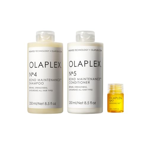 Olaplex Wash and Shine Hair Kit: No. 4, 5, 7, Shampoo- und Conditioner-Set zum Reinigen, Hydratisieren und Kontrollieren von Frizz bis zu 72 Stunden, Bonding Oil für Glanz und Schutz, für alle Haart