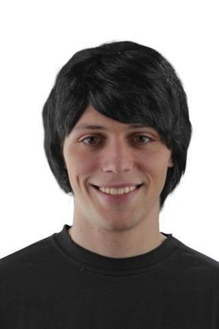 Schwarze 80er Jahre Herrenperücke Perücke für Herren Kurzhaar Schwarz Männer