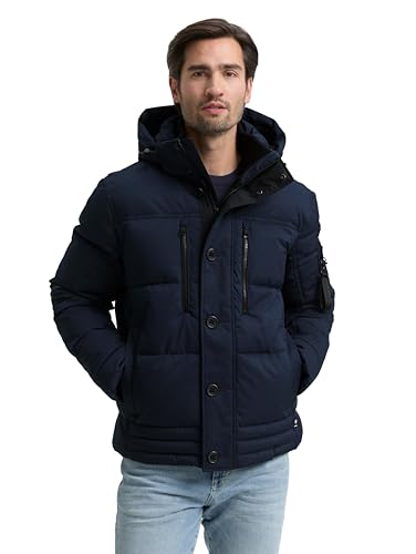 Tom Tailor Herren Pufferjacke mit Abnehmbarer Kapuze