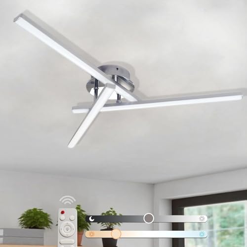 Sweier LED Deckenleuchte,22W Dimmbar Schlafzimmer Deckenlampe Kaltweiß, Speicherfunktion, 2200LM Modern Silber LED Deckenlampe für Wohnzimmer, Küchen und Flure