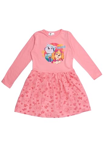 Paw Patrol Kleid für Mädchen - Skye & Everest Kleidchen Mesh Rock Langarm Pink (DE/NL/SE/PL, Numerisch, 122, 128, Regular, Rosa)