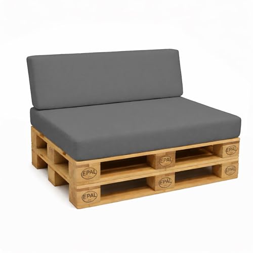 POKAR Palettenkissen Wasserabweisend Palettenauflagen mit abnehmbarem Bezug Palettenmöbel Palettensofa 2er Set: Sitzkissen 120x80 + Rückenlehne 120x40, Anthrazit
