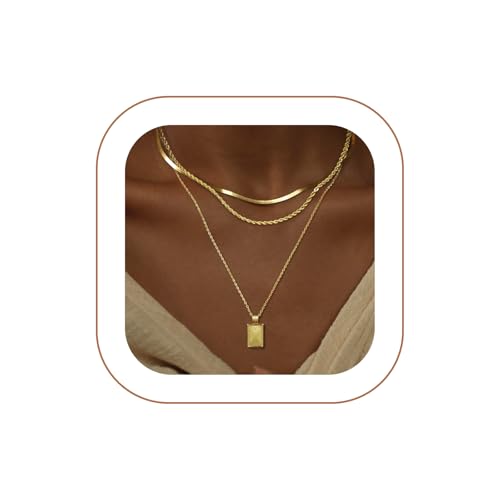 VIROMY 3Pcs Halskette Gold Damen,14 Karat Vergoldet Stapelbar Mehrlagige Halskette,Schlangenketten-Drehdraht Halskette Set Gold