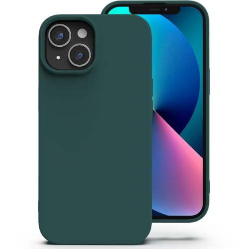 Zuvirelx Silikon Handyhülle für iPhone 13 Hülle, Weiches Griff, Dünne, Minimalistisch, Stoßfest, rutschfest, Taschenpassend - Tiefgrün