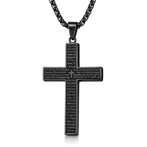 Kreuz Kette Herren Schwarz, Edelstahl, 60cm, Cross Necklace, Geschenk