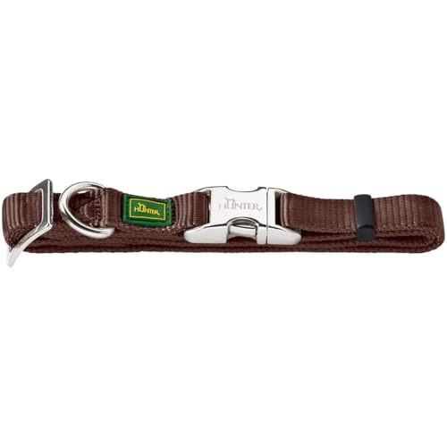 HUNTER VARIO BASIC ALU-STRONG Halsung, Hundehalsband, Nylon, Aluminium Steckverschluss, M, braun