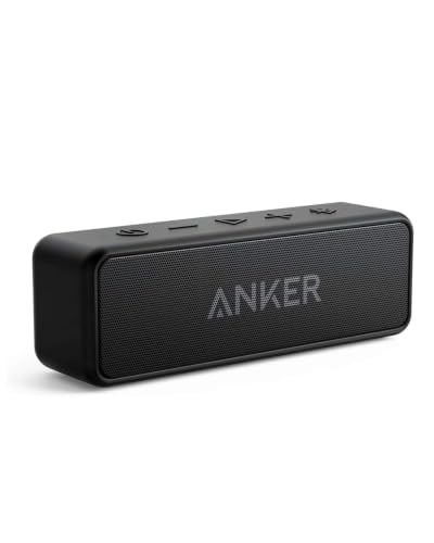 soundcore 2 by Anker Bluetooth Lautspreche(Schwarz) | mit eingebautem Mikrofon,12W Stereo Sound, Duale Bass-Treiber, 24h Akku, 20m Reichweite, Verbesserter IPX7