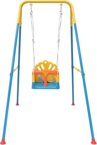 Babyschaukel Outdoor mit Gestell, Babyschaukel für drinnen und draußen, Baby Swing für den Garten, sicheres und langlebiges Design, wächst mit Ihrem Kind