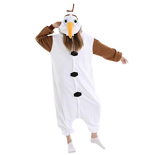 SIYUE Onesie Kostüm Pyjama Schneemann Jumpsuit Tier Costume Pajamas Fasching Halloween Schlafanzug Erwachsene Karneval Einteiler XL