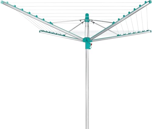 Leifheit Wäschespinne Linomatic 400 Easy, Leineneinzug für saubere Wäsche, Wäscheschirm mit Easy-Lift-System, inkl. Bodenhülse, Wäscheständer mit 40 m Wäscheleine für 4 Wäscheladungen