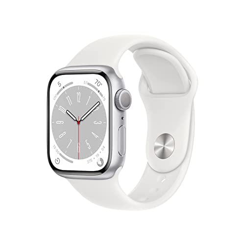 Apple Watch Series 8 (GPS, 45mm) Aluminiumgehäuse Silber met Sportarmband Weiß - One Size (Generalüberholt)