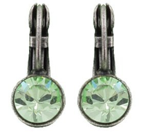 Black Jack Ohrhänger mit Klappverschluss in Chrysolite, hellgrün Fassung Silber