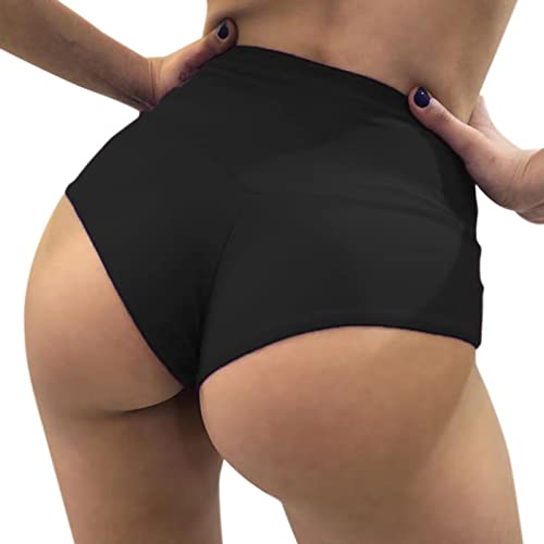 Shorts Pole Dance Damen – Frauen Hohe Taille Einfarbig Schlank Hüfte Stretch Hose Gesäß Bauch Sport Yoga Hose einfarbig Casual Hose Hohe Taille Chic Blau Yogahose Einfarbige Freizeithose (Black, M)