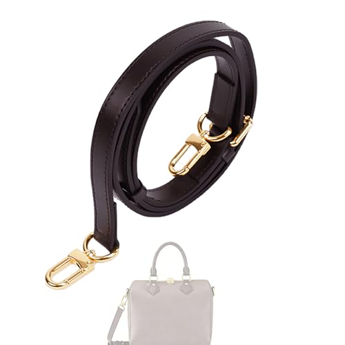 DGAZ Vachetta-Leder Schulterriemen für Speedy, Handgefertigter Ersatz-Taschengurt mit D-Ringen, Verstellbare Länge 90–120 cm, mit Geschenkbox (1,5 cm Breite, Glossy Brown)
