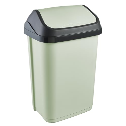 keeeper swantje Mülleimer mit Schwingdeckel, 25 l, 33,5 x 25,5 x 53,5 cm, Grün (Soft Green)