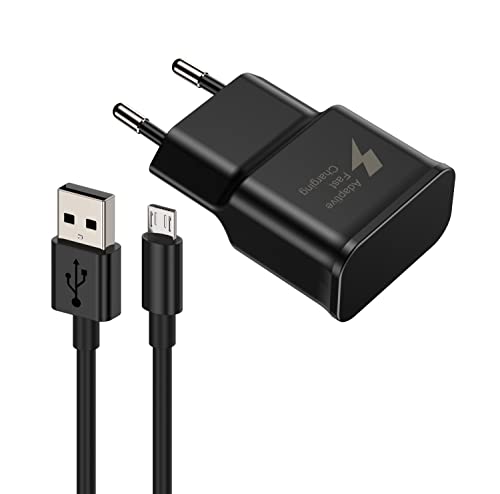 Ladegerät Samsung Galaxy S7 Edge Schnellladegerät ladekabel für Samsung Galaxy S7 S6 Edge S4 S3 A6 J7 J6 J5 J3 Note5/4/2 Tab S Tab S2, AFC USB Charger mit Micro USB 2.0 Ladekabel Schnellladekabel 2m