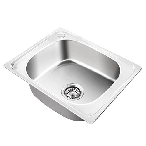 Midori Küchenspüle Edelstahl 40x50 cm Einbauspüle mit Siphon & Ablaufgarnitur | 1 Becken, rechteckig, poliert | Geräuschdämmung & Überlaufschutz | Rostfrei, hitzebeständig, pflegeleicht
