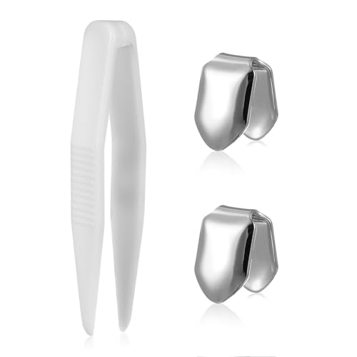 FOMIYES Single Silber für 2 Stück - Hip Hop Zahngrill Einzelzahn Zahnschmuck für Herren & Damen, Zahnkappe Hochglanz Set für Halloween, Rapper Kostüm