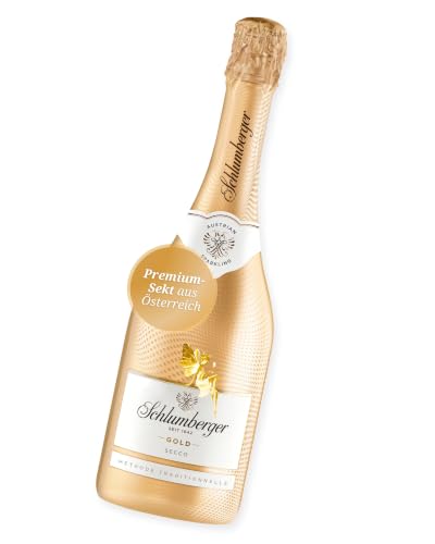 Schlumberger Gold Secco Klassik Sekt 750ml I Österreichischer Sparkling Sekt Méthode Traditionelle I Fruchtig frisch & feinperlig I Aperitif Genuss I Lebendige Perlage & elegante Cuvée