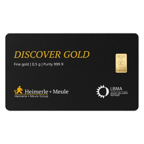 Geschenk aus Gold – Goldbarren 0,5g Heimerle+Meule - Discover Gold - inkl. Geschenkverpackung, Grußkarte und Echtheitsgarantie