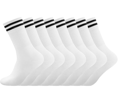Socken Herren Damen Sportsocken 4 paar Tennissocken Schwarz Lange Baumwollsocken Weiß Laufsocken Arbeitssocken,weiss,43-46