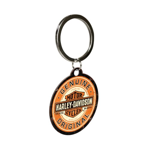 Nostalgic-Art Retro Schlüsselanhänger, Ø 4 cm, Harley-Davidson – Genuine Original – Geschenk-Idee für Biker, Original Lizenzprodukt (OLP), aus Metall, Vintage Design