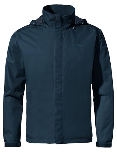 VAUDE Escape Light Regenjacke Herren wasserdicht – Leichte 2-Lagen Jacke mit verstaubarer Kapuze, winddicht und atmungsaktiv, dark sea uni,XL