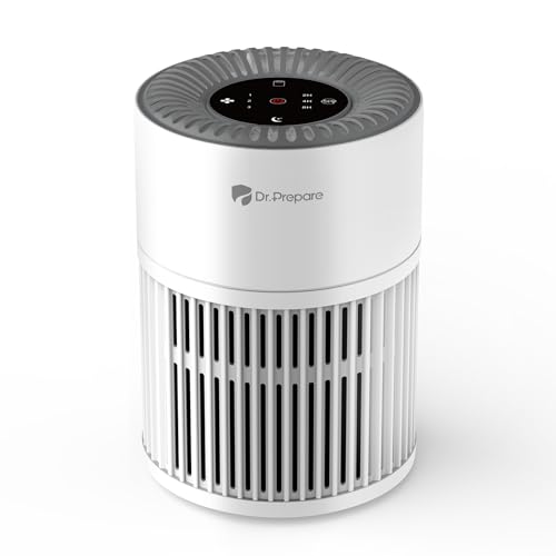DR.PREPARE Luftreiniger für Allergiker, Ultraleise und Energieeffizient HEPA Luftreiniger gegen 99,97 Prozent Schimmel Staub, Waschbarer Vorfilter,15dB, Schlafmodus, für Schlafzimmer, Büros