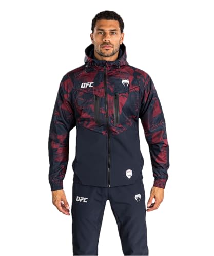 Venum UFC Zenith Herren Marineblau/Bordeaux/Silbert Authentic Fight Week Kapuzenshirt mit Reißverschluss - L