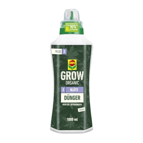 COMPO GROW ORGANIC Blüte Dünger für Spezialkulturen - Dünger für Indoor & Outdoor - Spezialdünger für die Blütephase - organisch - 1l, braun