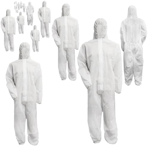 Bohrfux - 10 Stück PP Einweganzug Schutzanzug Einweg Overall Maleranzug 40g/m² Gr. L-XXXL (wählbar) Einwegoveralls Polypropylen Schutzoverall (XL)