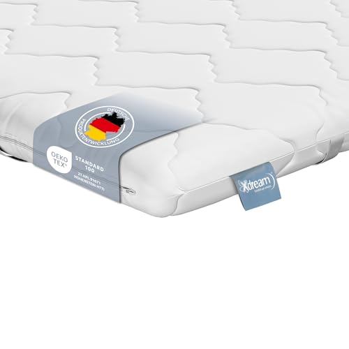 XDREAM Pure Topper | Ergonomischer Matratzentopper mit bequemem Komfortschaumkern | Bänder zur Befestigung | Öko-Tex Zertifiziert | 80 x 200 cm