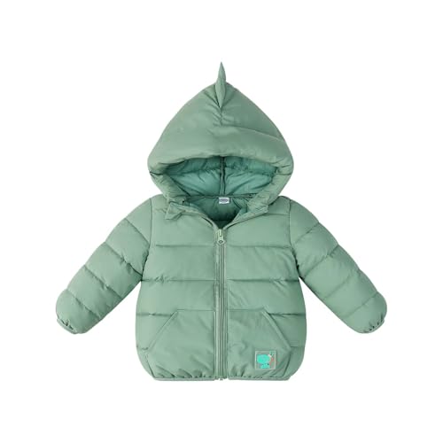 Guqmjde Winterjacke Mädchen Leichte Steppjacke Jungen Daunenjacken Warme Puffer Jacke Niedliche Wintermantel Casual Daunenmantel Kinder Steppmantel Winddicht Kapuzenjacke Freizeitjacke Grün 90