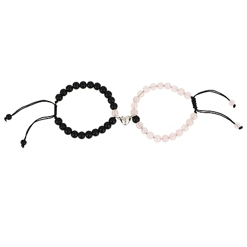 Yolev 2 Stück Magnetische Paar Armbänder Damen Herren Partnerarmbänder Ewige Beziehung Fernarmbänder Herzförmige Pärchen Armband Set mit Schnur für Freund Freundin Liebhaber Freundschaftsarmbänder
