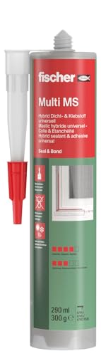 fischer Multi MS Kleb- und Dichtstoff, wasserfester Montagekleber für elastische Verklebungen, MS-Polymer für viele Anwendungen & Untergründe, 290 ml, grau