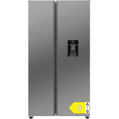 Bomann® Side by Side Kühlschrank | Wasserspender mit Tank | Energieklasse D | 177cm | NoFrost | 5 Jahre Kompressor-Garantie | Kühlschrank mit Gefrierfach | MultiAirflow-System | SBS 7367 inox