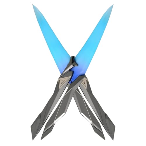 SUJEBKC 2 Valorant-Spielzeugmesser aus Kunststoff, blauer Farbverlauf, Spielzeugrepliken aus dem Spiel Valorant