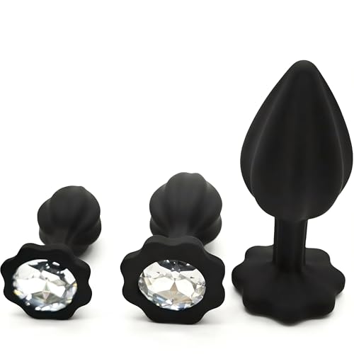 Analplug Silikon 3 Stücke Set Anal Plug Sexspielzeug Pailletten (nicht geklebt) mit drei Größen (groß, mittel, klein), geeignet für Anfänger, Profis, Männer, Frauen, Paare und Eheleute (Weib)