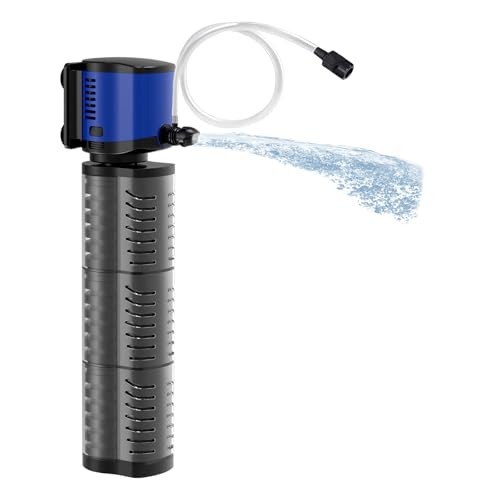 Tararium 4-in-1 Tauchpumpe Aquarium Filter 1500L/h für 300-750 Liter – Leiser Innenfilter für Großes Aquarium, Teich & Schildkrötenbecken mit Trockenlaufschutz (Süß-/Meerwasser)
