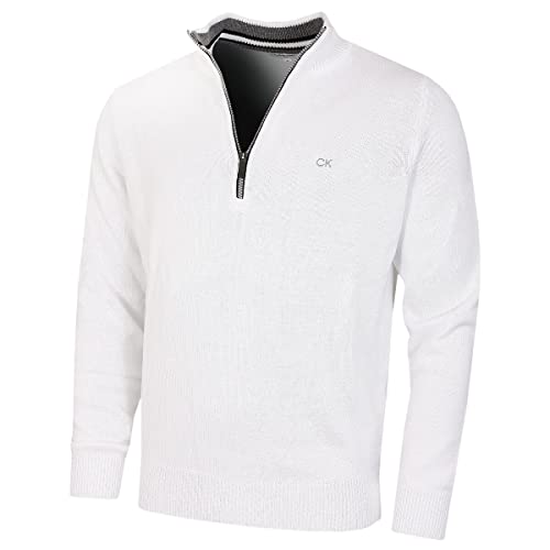 Calvin Klein Golf Herren Baumwollpullover - Weiß Sport - L