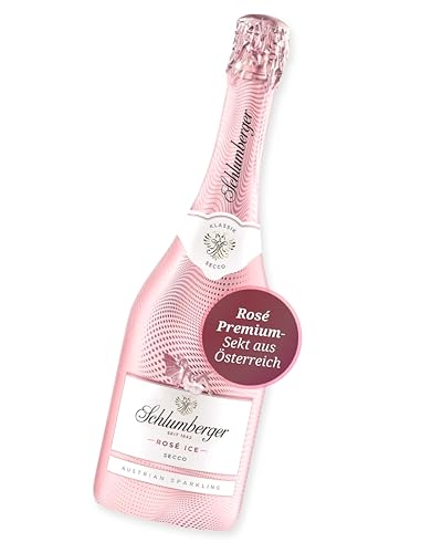 Schlumberger Rosé Ice Secco Klassik I Austrian Sparkling Sekt I 12% Vol. I 750 ml I Méthode Traditionelle Flaschengärung I Fruchtiger Rosé Secco mit feiner Perlage I Perfekt als stilvoller Aperitif