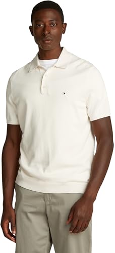 Tommy Hilfiger Herren Poloshirt Kurzarm Essential Cotton Knitted Dick, Elfenbein (Ivory Petal), 3XL