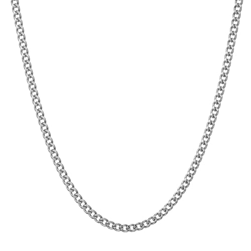 RWQIAN Kette Herren Panzerkette 3mm Silberkette 50cm Männer Edelstahl Silber Panzerkette Halskette Gliederkette Klassische Link Chain 20