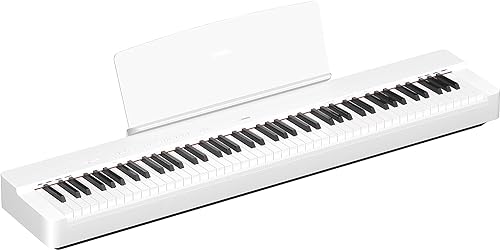 Yamaha P-225 Digital Piano, weiß – Leichtes und tragbares Digital Piano mit der Graded-Hammer-Compact-Tastatur mit 88 gewichtetet Tasten und 24 Instrumentenklängen