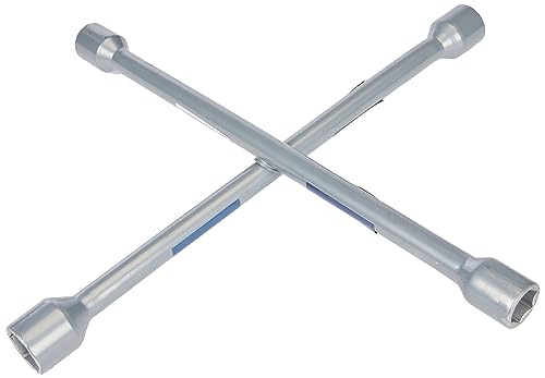 Cartrend 10870 Kreuzschlüssel für sicheren, schnellen Reifenwechsel, Radkreuz, Radschlüssel für fast alle gängigen Autos, Silber, Poliert.